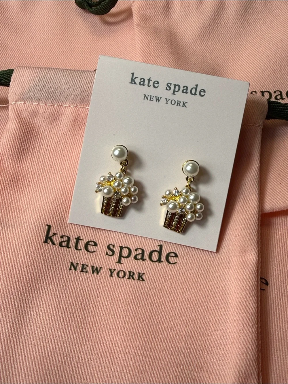 kate spade Gold & Cream Pearl Cluster Drop Earrings